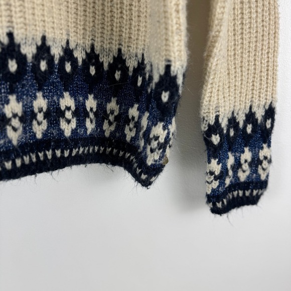 Scotch Soda Fair Isle Knit Crewneck Sweater Blue Cream Wool Blend Size S - Picture 11 of 16